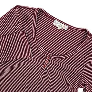 Pink Republic MEDIUM Henley Long Sleeve Top Womens Stripe Ribbed‎ Indie Grunge